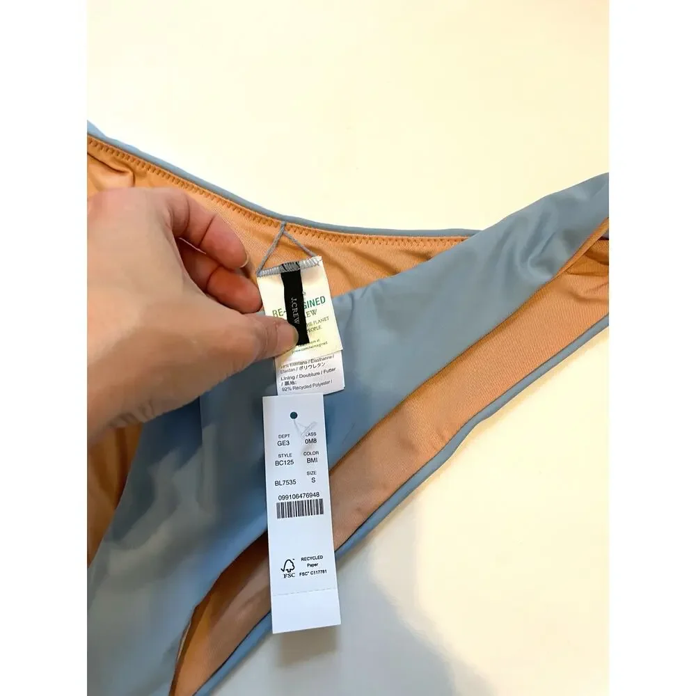 J. Crew High Leg Swim Bikini Bottom Light Blue Size Small NEW